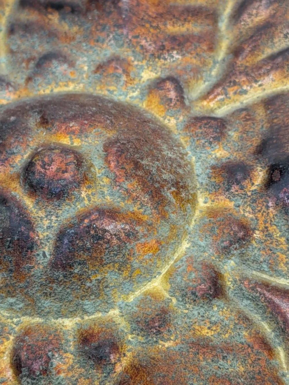 Vintage Style Rustic Cast Metal Flower Wall Hook - Verdigris & Copper Patina
